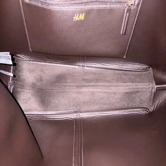 H&M Shopper Tote I Work Bag Dark Brown Suede like material - Picture 2 of 3